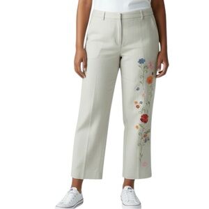 HAROLD’s Embroidered Khakis Cropped Cotton Pants Size 2